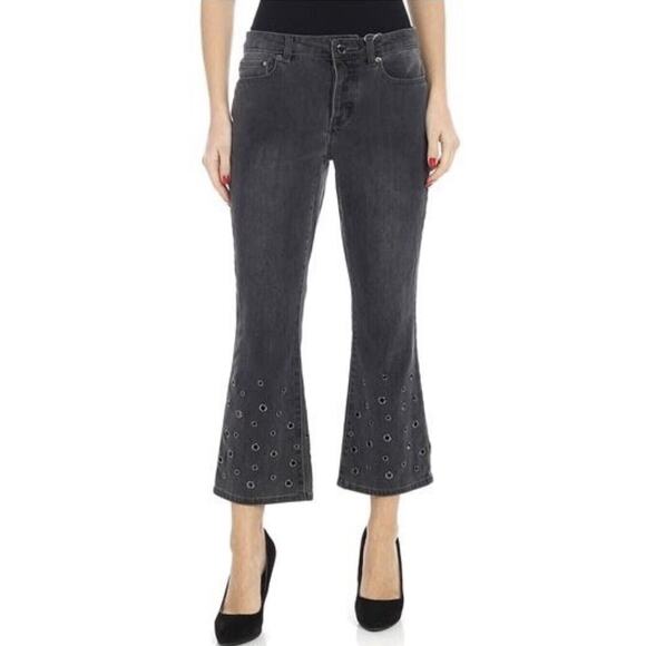 Michael Kors Women's Trombetta Crop Leg Jeans Sz 2 Charcoal Black Button Fly NWT - Picture 1 of 9